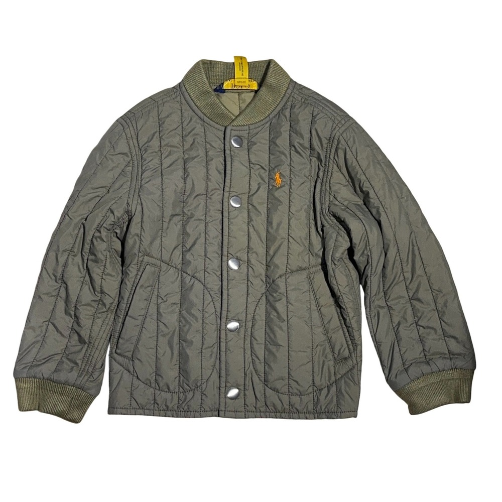 Polo Ralph Lauren Quilted Bomber Jacket Kids Size 4/4T Olive Green Preppy